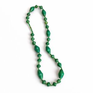 Handmade Kenyan Paper Bead Necklace Green Ethically Sourced Woman Owned Artisan